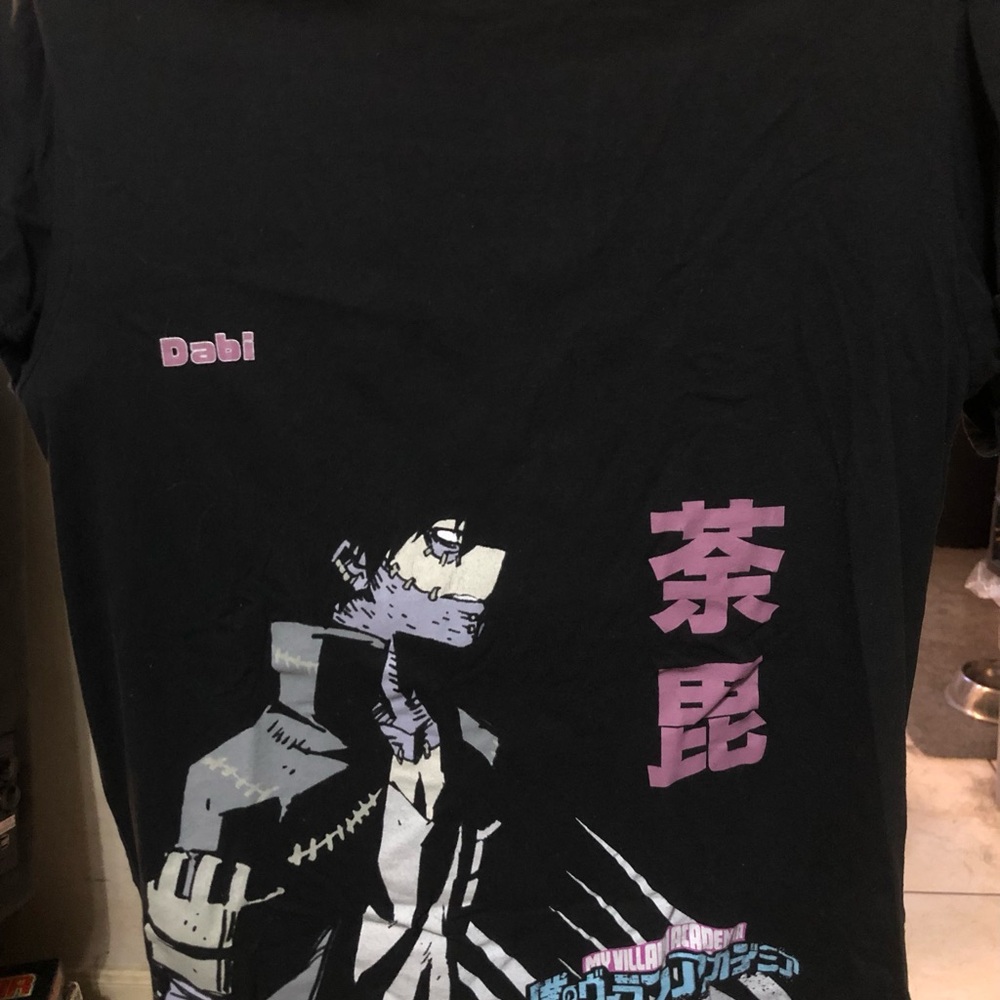 My Hero Academia Mens Dabi Katakana My Villain Academy Anime Black Shirt Size L